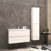 Mobile da bagno a terra 120 cm colore grafite con lavabo in ceramica e  colonna, Arcshop