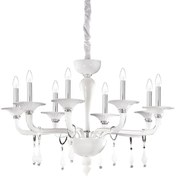 Lampadario Shabby Chic-Provenzale Miramare Vetro Bianco 8 Luci E14