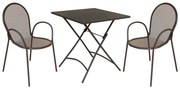ROMANUS - set tavolo in metallo cm 70 x 70 x 72 h con 2 poltrone Maris