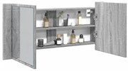 Armadietto Specchio Con Led Da Bagno Grigio Sonoma 100x12x45 Cm /