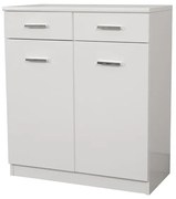 Mobile multiuso 69x34 con 2 ante e 2 cassetti CLASSIC Bianco Lucido