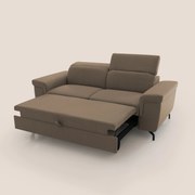 Aisha Divano con poggiapiedi estraibile piedini alti e poggiatesta reclinabili in tessuto Smacchiabile T05 marrone