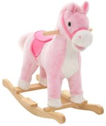 Cavallo a Dondolo in Peluche 65x32x58 cm Rosa