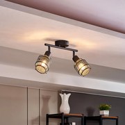 Lindby Eudoria faretto da soffitto 2 luci nero/oro