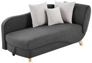 Chaise longue letto con contenitore in Tessuto Antracite - Angolo a sinistra - PENELOPE