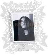 Portafoto di design farfalloso verticale bianco marmo in ferro e po...