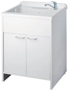 Mobile Lavatoio Lavapanni Bianco 60 x 50 cm in Resina con Asse