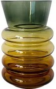 Vaso arredo vetro a cerchi 20 cm verde