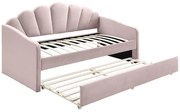 Letto a scomparsa conchiglie 2 x 90 x 190 cm Velluto - Rosa - ELUSIA