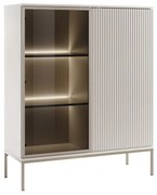Vetrina 2 ante con LED in MDF e Vetro fumé Beige e Nero OVILA