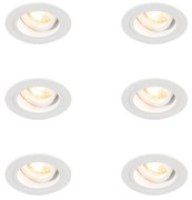 Set di 6 faretti da incasso rotondi bianchi regolabili - Chuck