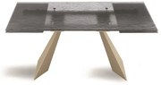 Tavolo allungabile 240 cm WATERS base in metallo Beige e piano in vetro Fumč