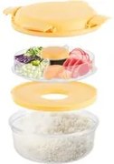 Lunch box per poke tonda a scomparti giallo