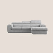 Zeno Divano angolare con pouf estraibile poggiapiedi in tessuto morbido impermeabile T02 grigio chiaro