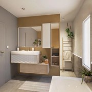 Mobile da bagno sotto lavabo SENSEA Neo beige laccato lucido L 105 x H 32 x P 48 cm 1 cassetto, lavabo non incluso