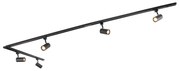 Sistema di illuminazione a binario moderno con 5 faretti nero 1 fase - Iconic Jeana