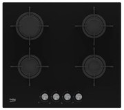 Beko HILG 64220 S Piani cottura a gas da incasso nero - Piano cottura (Built-in, Gas Hobob, Glass, Black, Enamelled, Turntable)