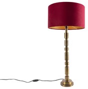 Lampada da tavolo Art Déco bronzo paralume rosso velluto 35 cm- TORRE