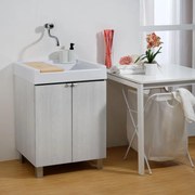 Mobile lavanderia con lavabo incluso Exe in abs olmo perla P 50 x L 60 x H 84 cm