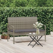 Panca da giardino con cuscino grigia 105 cm in polyrattan