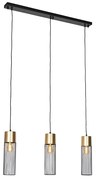 Lampada a sospensione di design nera con oro da 3 luci - Maura