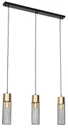 Lampada a sospensione di design nera con oro da 3 luci - Maura