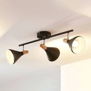 Plafoniera Lindby Arina, 53 cm, nera, a 3 luci, E14