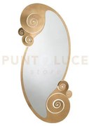 Specchio circeo in ferro con riccioli foglia oro in ferro 63x130hcm...