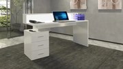 Scrivania New Selina 160 con Sopralzo - Design Elegante e Funzionale, Bianco Lucido