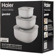 HAGSM4080 Set di Tre Contenitori Ermetici per Alimenti, Lavabile in Lavastoviglie, Utilizzabile in Frigorifero, Freezer e Microonde, 3 Dimensioni,