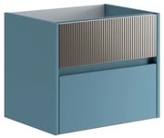 Mobile da bagno sospeso sotto lavabo L 59.5 x H 50 x P 45.5 cm blu laccato opaco, 2 cassetti VISOBATH Niwa