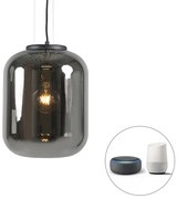 Lampada a sospensione intelligente nera con vetro fumé incl. WiFi A60 - Bliss