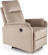 Poltrona reclinabile Crocus in velluto beige – 77x88–155x81–102 cm