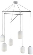 Lampadario Glamour Rebecca cromo paralume bianco 6x E27 Ø80cm NOVECENTO