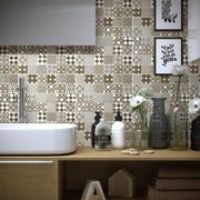 Mosaico in pietra Cementine bianco e sabbia opaco L 30 x L 30cm x Sp. 6 mm, 14 pezzi