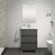 Mobile bagno sospeso 80 cm antracite con specchio contenitore Zen