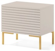 Comodino Cannettato 46 Cm 1 Anta Tortora Piedini Oro Zenith