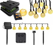 Catena luminosa solare a LED, 50 LED, 8 funzioni, 500 mAh, 9,5 m, IP67, bianco caldo