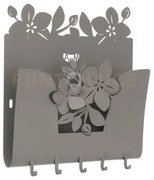 Porta chiavi e porta lettere fior di loto fango in ferro 28x5x24cmh