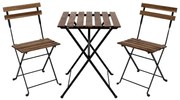 Set Bistrot Pieghevole In Legno Tavolo 54x55 Con 2 Sedie Donald Acacia