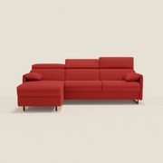 Violetta Divano Letto Angolare con Penisola contenitore, Poggiatesta e Materasso Alto H18 in tessuto impermeabile T13 rosso
