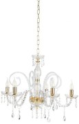 Lampadario in vetro e cristallo maria teresa 5 luci oro lp.mt-5t4