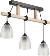 Lampadario a sospensione con cavo LEANDRA 3xE27/15W/230V rovere/nero