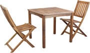 AARON - set tavolo in legno massiccio di acacia cm 80 x 80 x 74 h con 2 sedie Dresda