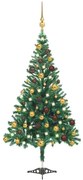 Set Albero Natale Artificiale con LED e Palline, Rami Variabili, Decorazione Natalizia, 120 cm