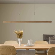 Lampada LED a sospensione Nora di Quitani, rovere naturale, lunghezza 118