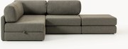 Divano letto angolare in bouclé con contenitore Ladina