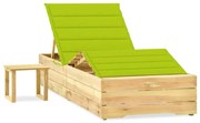 Lettino da giardino con tavolino cuscino legno pino impregnato