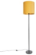 Lampada da terra Art Deco nera paralume giallo 40 cm - SIMPLO