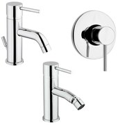 Set miscelatori lavabo bidet e doccia incasso cromati Piralla Essenza scarico incluso